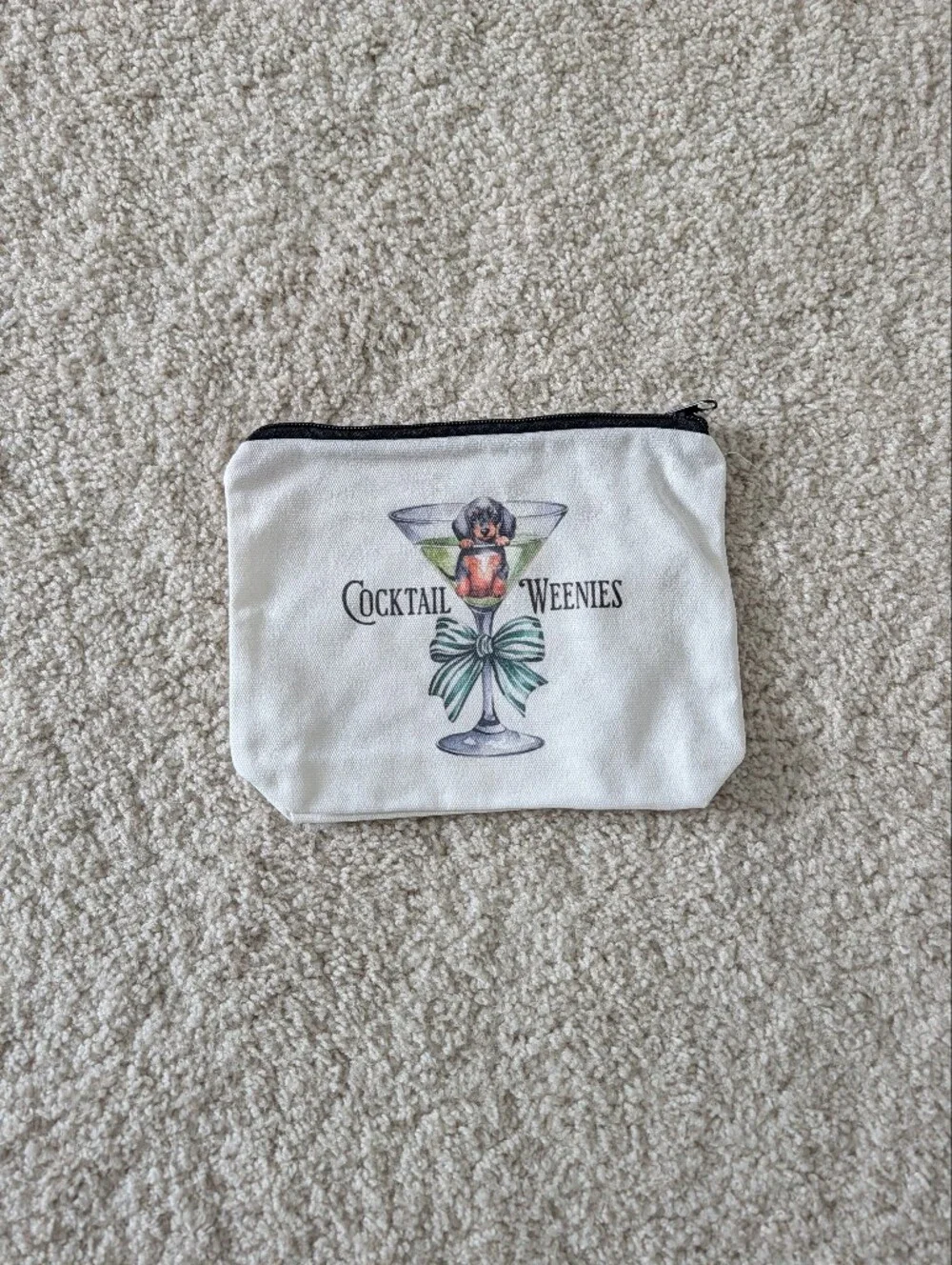 Cocktail Weenies White Zipper Pouch